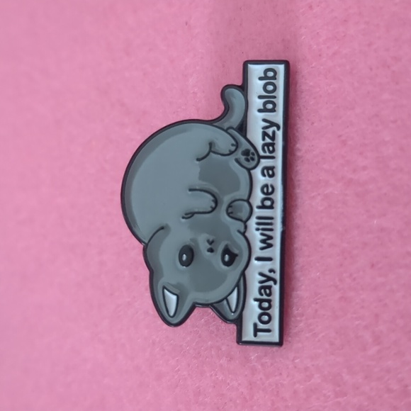 Today I Will be a Lazy Blob Cat Pin 🦥🐈⬛ - Picture 1 of 2